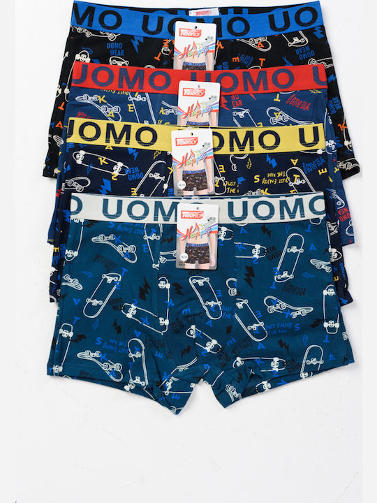 Uomo Σετ Παιδικά Μποξεράκια Multicolor 4τμχ