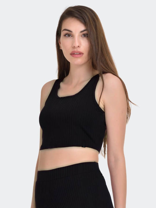 Women's Summer Crop Top Sleeveless Black