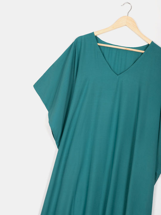 Women's V Neck Emerald Dress