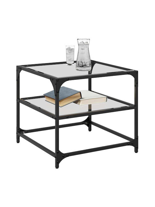 Square Glass Side Table Transparent 50x50x45 cm