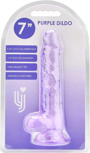Loving Joy Ρεαλιστικό Dildo με Όρχεις Μωβ 18cm