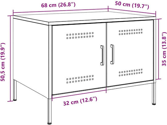 Masă Laterală Rectangulară Metalică Verde L68xL50xÎ50.5cm