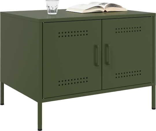 Masă Laterală Rectangulară Metalică Verde L68xL50xÎ50.5cm