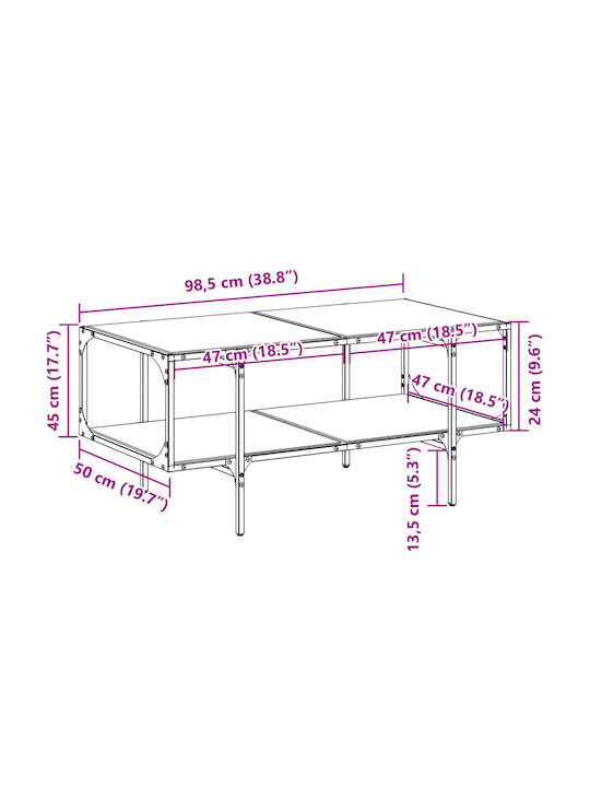 Rechteckiger Zentraler Kaffeetisch Glas Transparent M98.5xB50xH45cm
