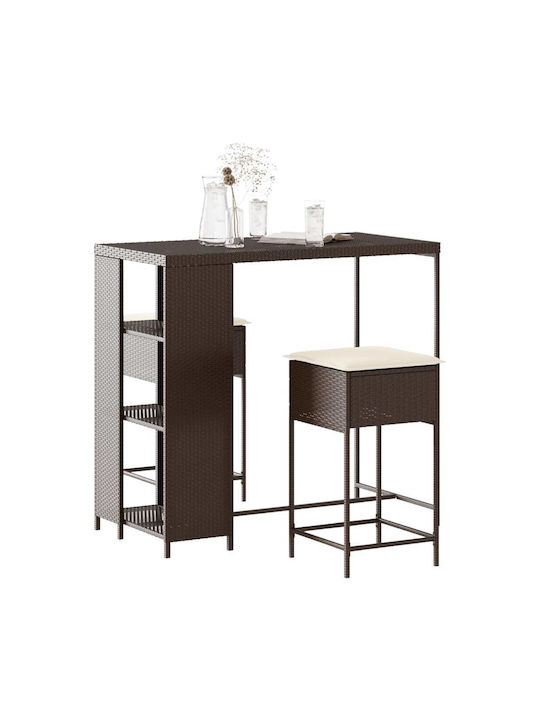 Set Bar Exterior 3 Piese Maro Cu Perne