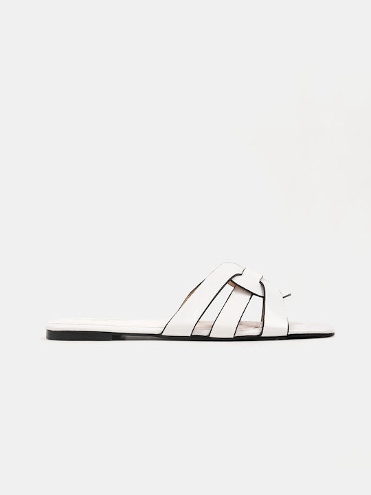 Women's Flat Sandal with Suede Details White White