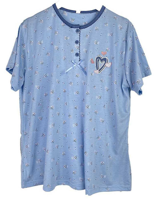 Topaki Summer Women's Pyjama Set Cotton blue Κοντομάνικη