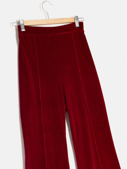 Velvet Flare Trousers Red