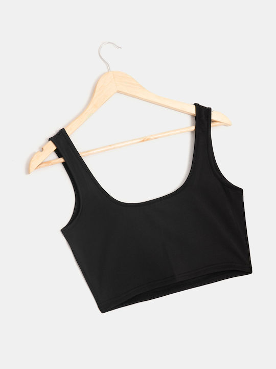 Crop Top Fit Cu Bretele Negru