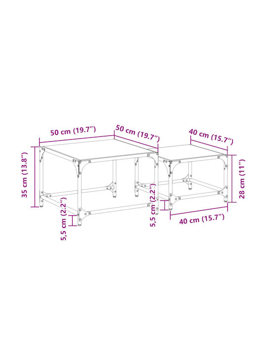 Square Zigzag Set Glass Transparent Glass 2pcs L50xW50xH35cm.