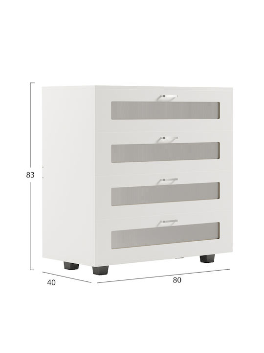 Wooden Chest of Drawers White 80x40x83cm