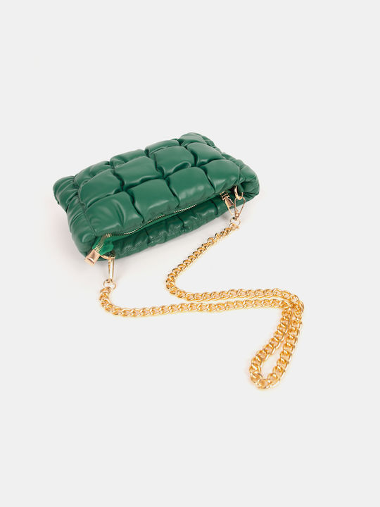 Green Green Shoulder Bag with Golden Chain