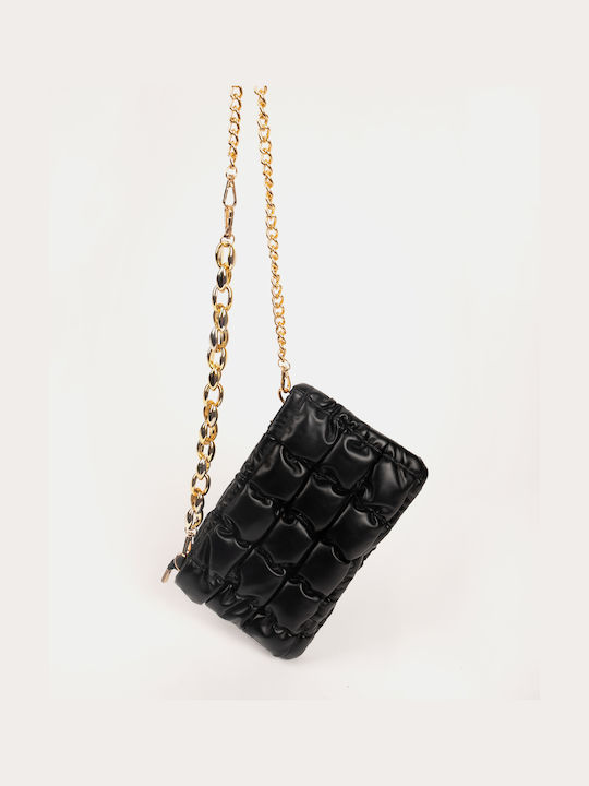 Black Shoulder Bag with Gold Chain