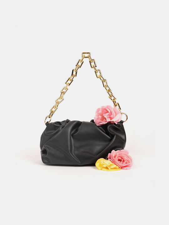 Schwarze Wolken-Tasche mit goldener Kette