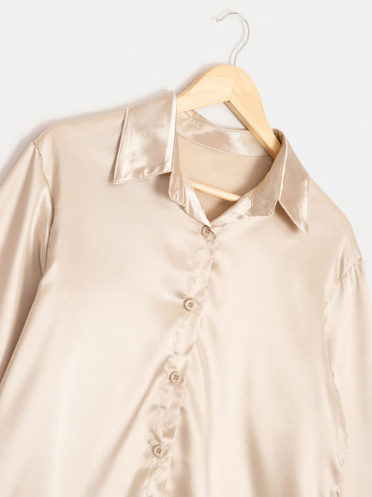 Satin Monochrome Beige Shirt