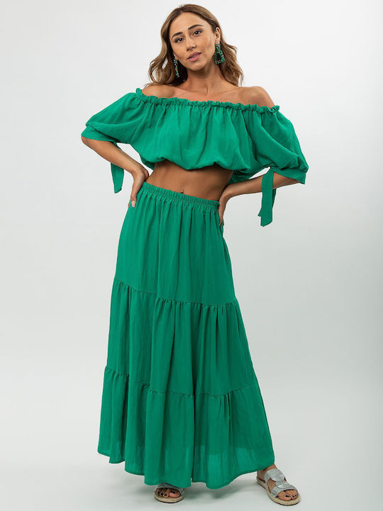 Green Ruffle Skirt Set