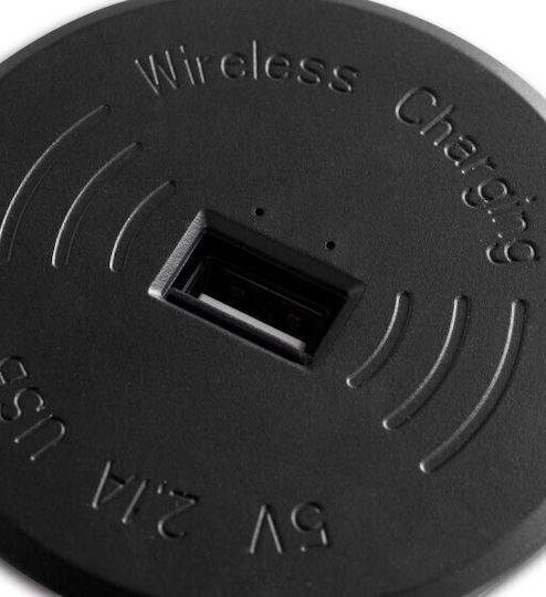 Emuca Walled Power Socket with 1 USB Port Black