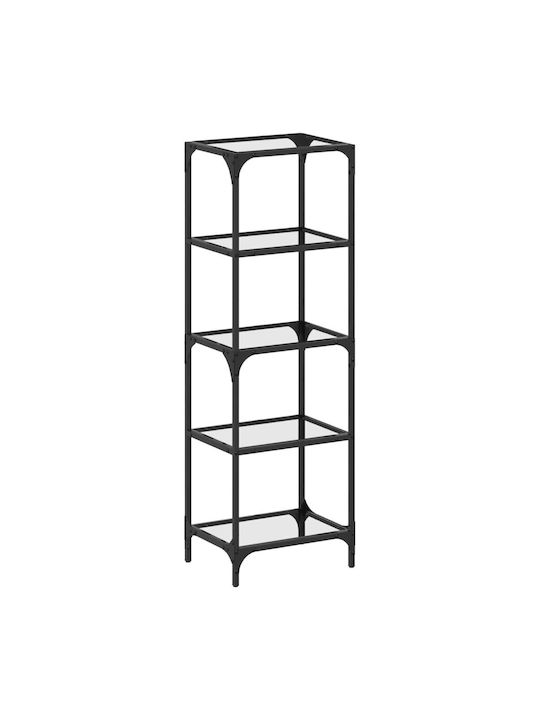 Shelf Floor Black Velvet-Black Metal 40x30x123cm