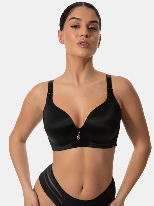 Push-Up-BH mit tiefem V-Ausschnitt Cup B Schwarz Schwarz