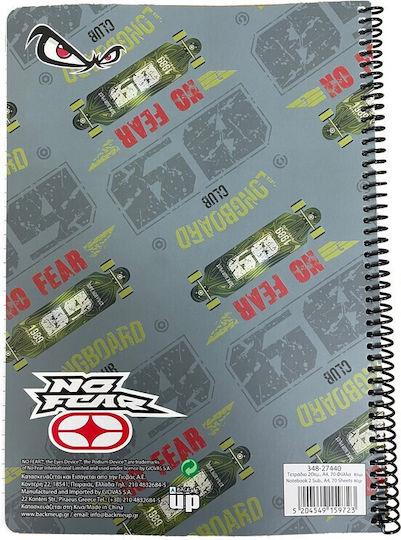 No Fear Spiral Notebook Ruled B5 70 Sheets 2 Subjects 1pcs (Μiscellaneous Designs/Colors)