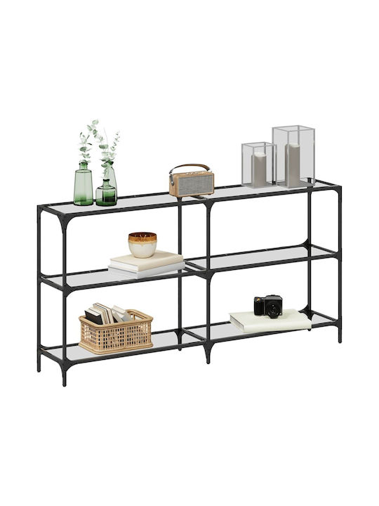 Consolă Metalică cu Suprafață din Sticlă Transparent L158.5xL30xH81buc