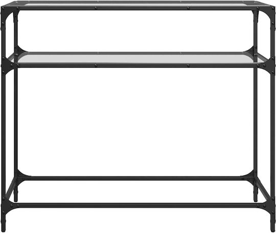 Console Table Metal with Glass Surface Transparent L98xW35xH81cm
