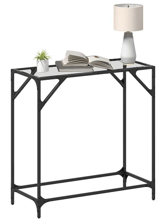 Consolă Metalică cu Suprafață din Sticlă Transparent L80xL35xH81buc