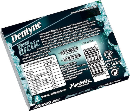Dentyne 12 Τσίχλες Deep Arctic με Γεύση Eycalyptus Χωρίς Προσθήκη Ζάχαρης 16.8gr
