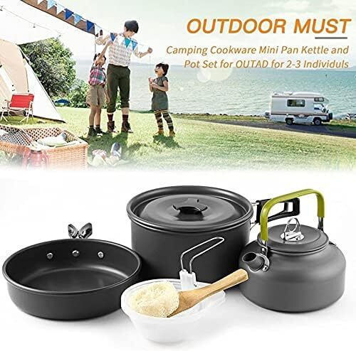 Set complet de gătit în camping Zola, 11 piese, carcasă de depozitare din aluminiu și plastic, negru