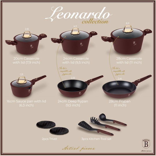 Berlinger Haus Collection Σετ Μαγειρικά Σκεύη από Αλουμίνιο Leonardo Collection με Αντικολλητική Επίστρωση 6τμχ