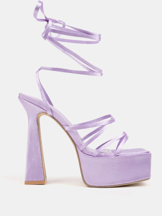 Double Strap Wide Heel Sandal Purple