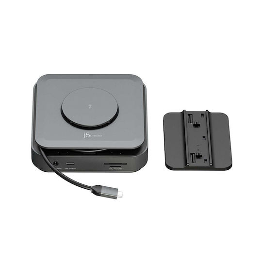 J5create Dock / USB-C Docking Station mit HDMI 4K PD Ethernet und Verbindung 2 Monitore Gray (JCD3199-N)