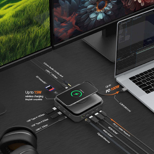 J5create Dock / USB-C Docking Station mit HDMI 4K PD Ethernet und Verbindung 2 Monitore Gray (JCD3199-N)