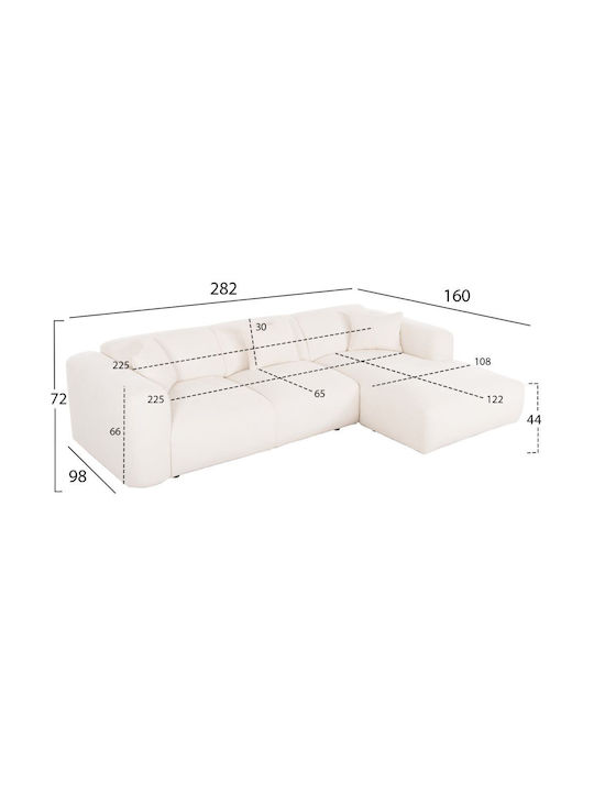Bricken Corner Couch with Right Corner White 282x160x72 cm