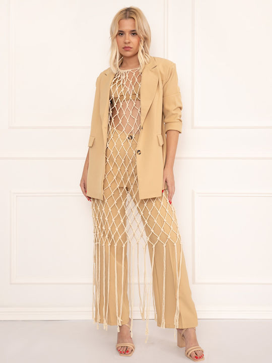 Χειροποίητο Φόρεμα Macrame Μπεζ Μπεζ