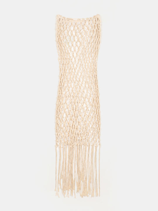 Χειροποίητο Φόρεμα Macrame Μπεζ Μπεζ