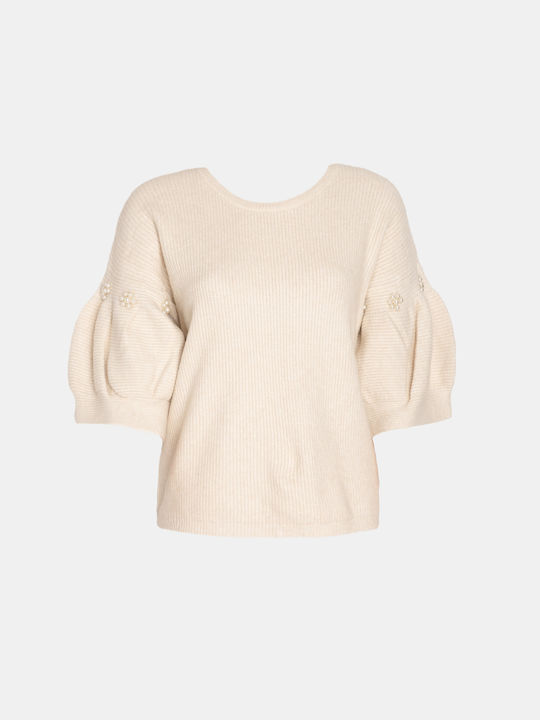 Ivory Short-Sleeve Pearl Sweater