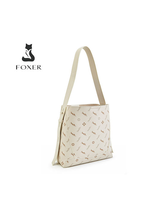 Foxer Leather Women's Bag Shopper Shoulder Beige