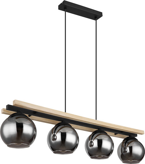 Globo Lighting Висящо Осветително Тяло Черен Rail за 4 Крушки E27 85x15x120см.