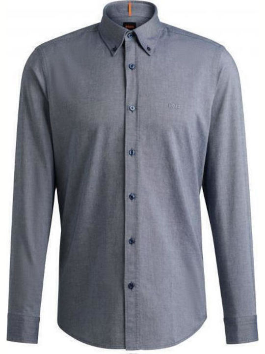 Long-sleeved Cotton Shirt Floral Navy