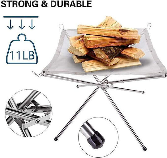 Portable Campfire Stand Zola Non-slip Edges Foldable 41.5x37 Cm Silver