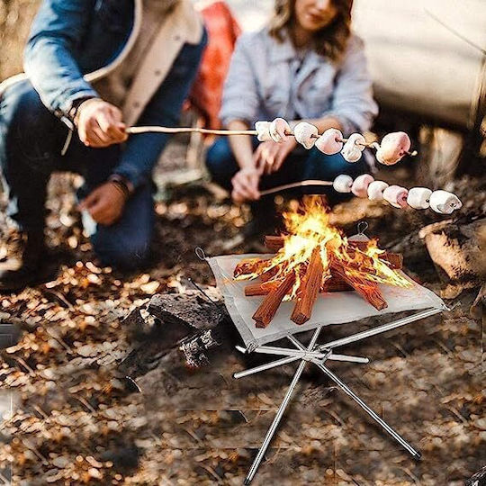 Portable Campfire Stand Zola Non-slip Edges Foldable 41.5x37 Cm Silver