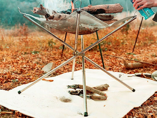 Portable Campfire Stand Zola Non-slip Edges Foldable 41.5x37 Cm Silver