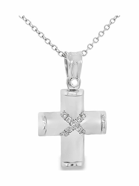 Xryseio Women's White Gold Cross 14K