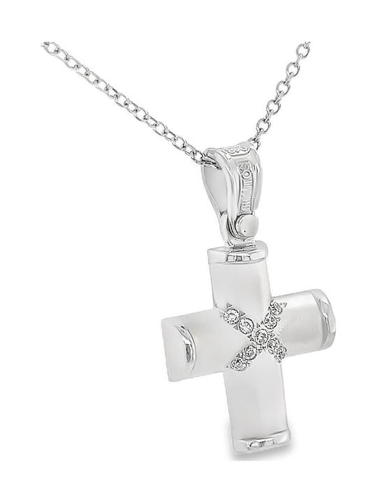 Xryseio Women's White Gold Cross 14K