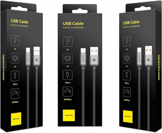 Spacecase Cl03 Редовна USB 2.0 Кабел USB-C мъжки - USB-A мъжки Черен 1м (122090)