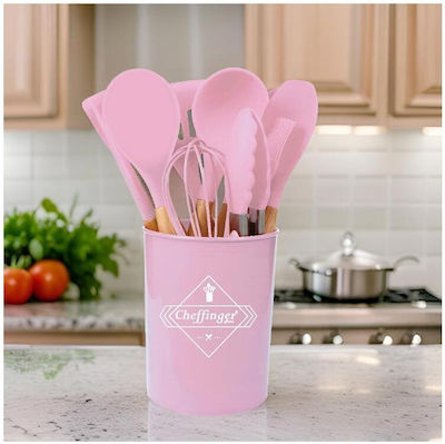 Cheffinger Silicone Cooking Utensil Set Pink 12pcs