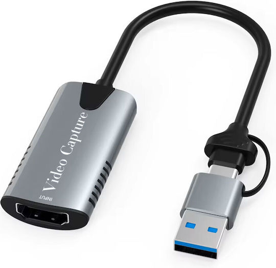 Converter USB-A / USB-C 2x male to HDMI female Gray 1pcs 17853