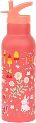 A Little Lovely Company Kids Water Bottle Thermos Stainless Steel with Straw 500ml