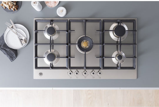 Bertazzoni Εστία Φυσικού Αερίου Αυτόνομη Inox 89x52.2εκ. Ασημί